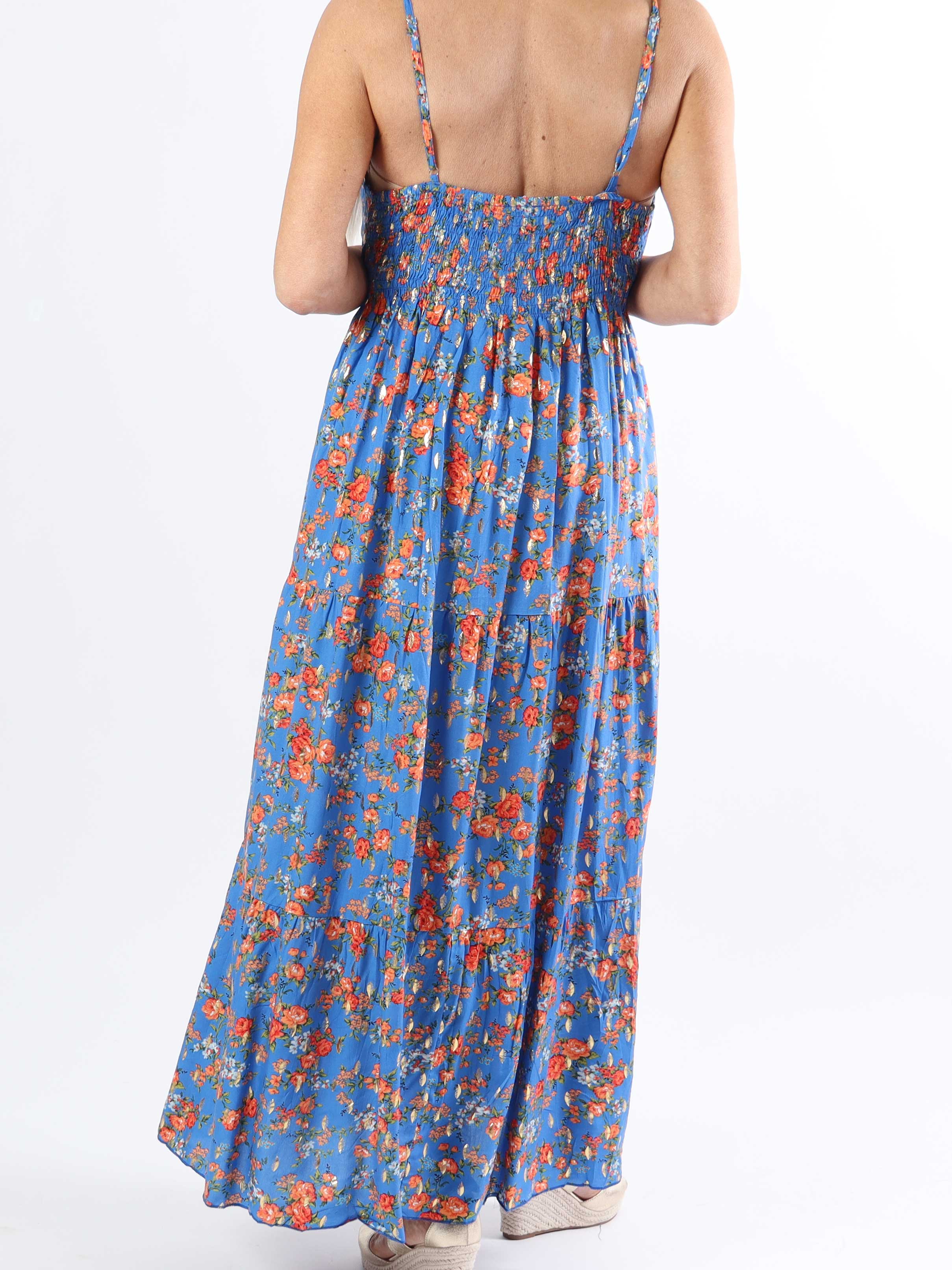 Lucie Rose - Viskose stropkjole med rosemotiver med v-udskæring